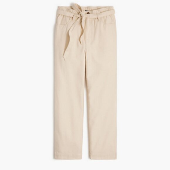 NWT J.CREW Cropped Twill Paper-Bag Pants with Belt Ivory Size 10 - Picture 9 of 16